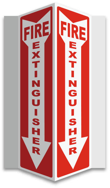 Fire Extinguisher 3-Way Sign