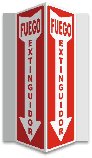 Spanish 3-Way Fire Extinguisher Sign