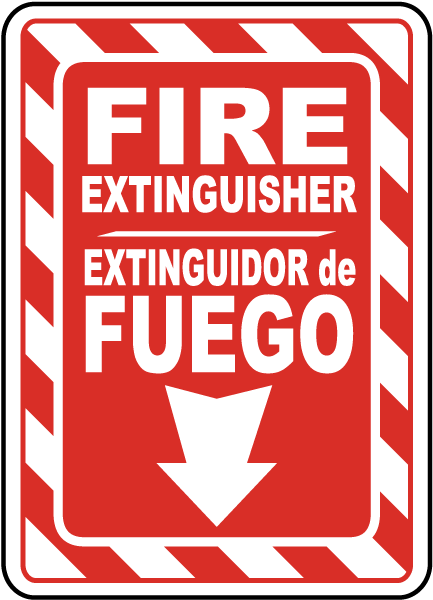 Bilingual Fire Extinguisher Sign