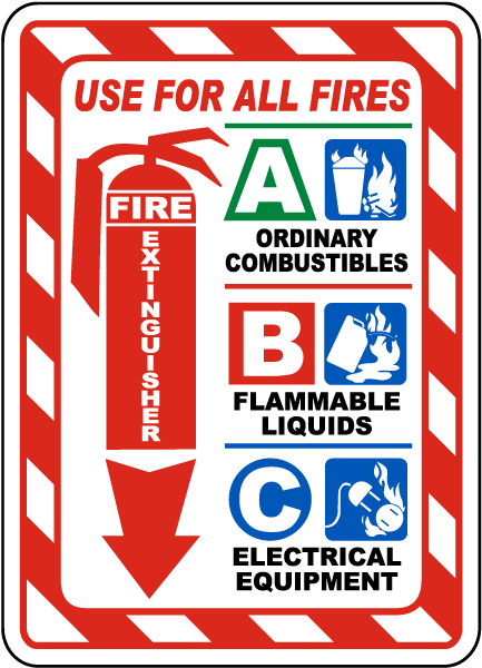 Fire Extinguisher Use on All Fires Sign