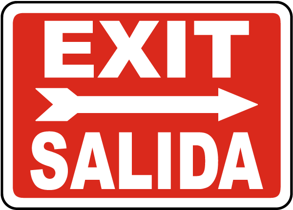 Bilingual Exit (Right Arrow) Sign