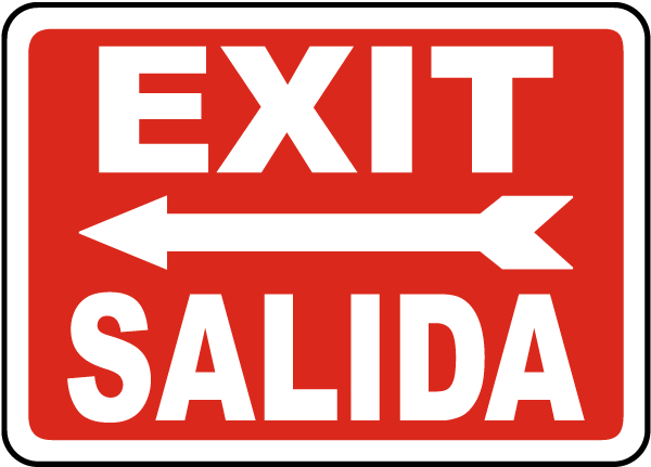 Bilingual Exit (Left Arrow) Sign