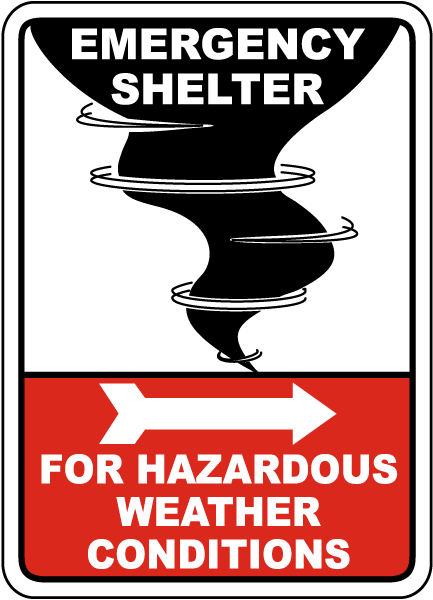 Emergency Shelter For Weather Sign
