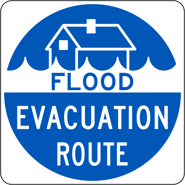 Flood Evacuation Route Sign
