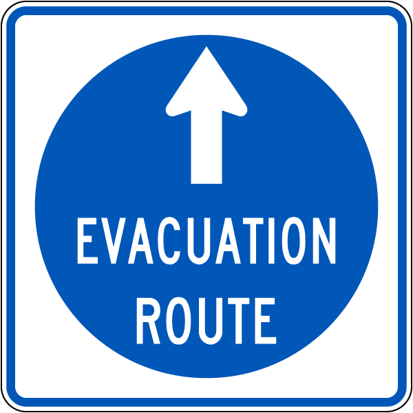 Straight Arrow Evacuation Route Sign