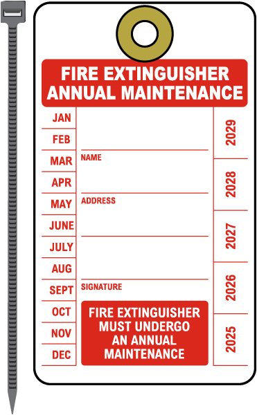 5 Year Fire Extinguisher Annual Maintenance Tag