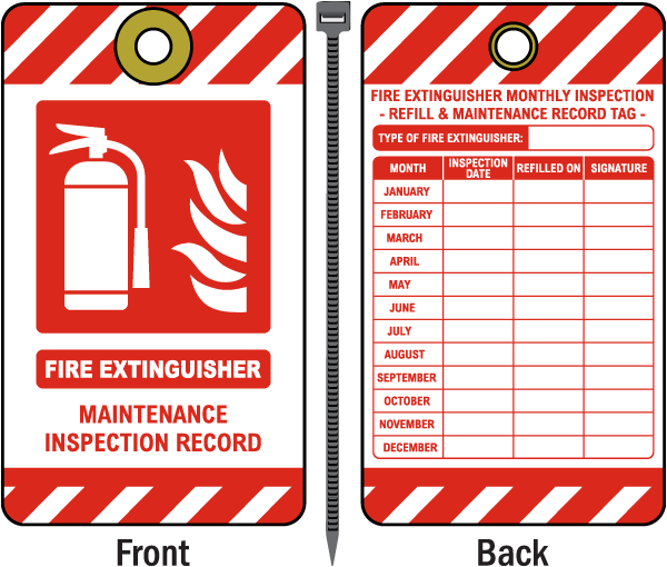 Fire Extinguisher Monthly Maintenance Inspection Tag