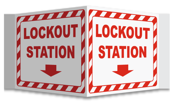 3-Way Lockout Station Wall Projection Sign