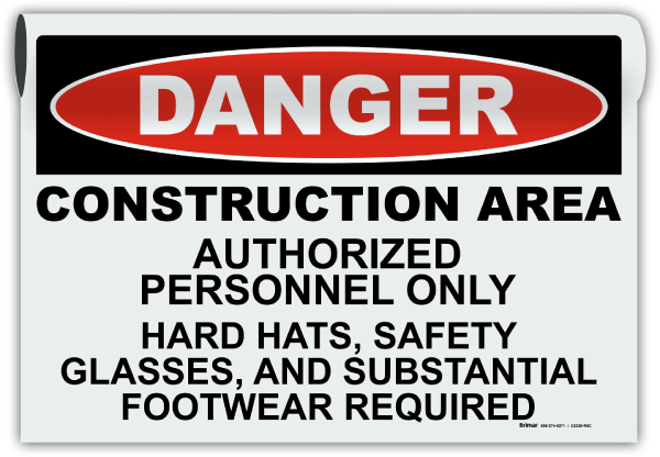 Danger Construction Area PPE Sign