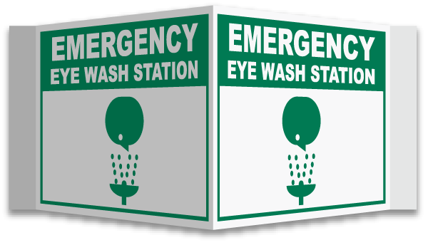 3-Way Emergency Eye Wash Sign
