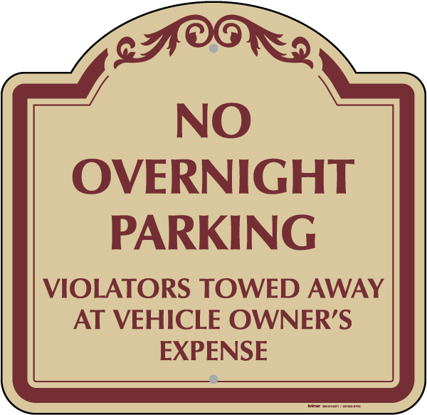 No Overnight Parking Sign