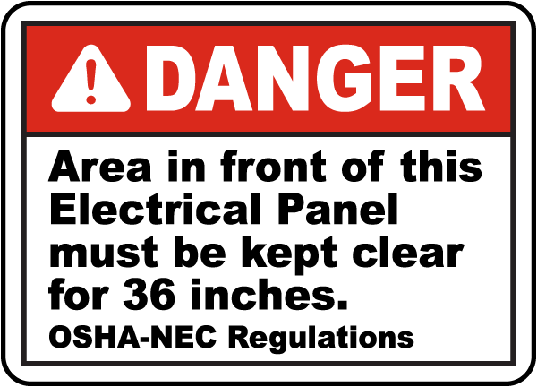 Area In Front of Panel Must Be Clear Label