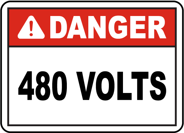 Danger 480 Volts Label