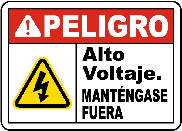 Spanish Danger High Voltage Keep Out Sign