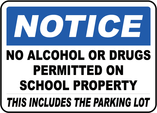 No Alcohol or Drugs Permitted Sign