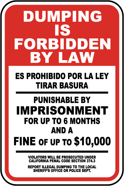 Dumping Forbidden By Law Sign