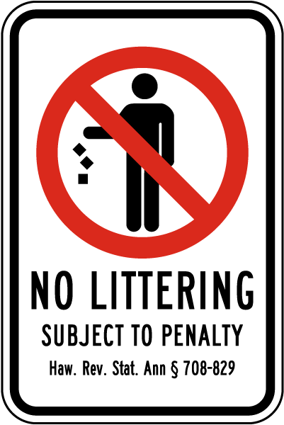 Hawaii No Littering Sign
