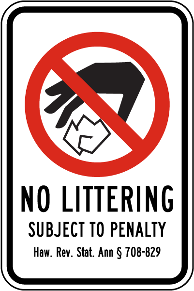 Hawaii No Littering Sign