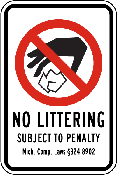 Michigan No Littering Sign