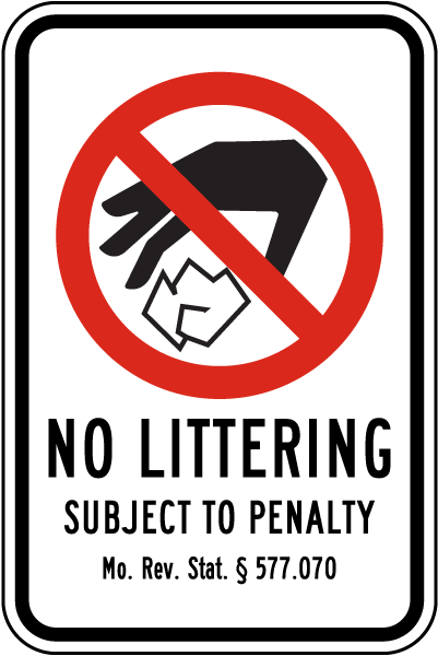 Missouri No Littering Sign