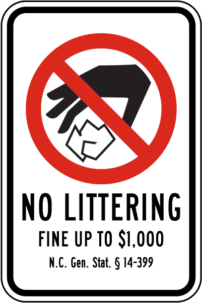 North Carolina No Littering Sign