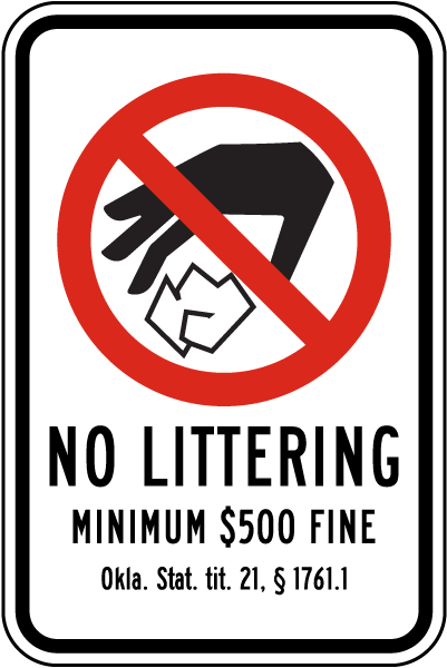 Oklahoma No Littering Sign