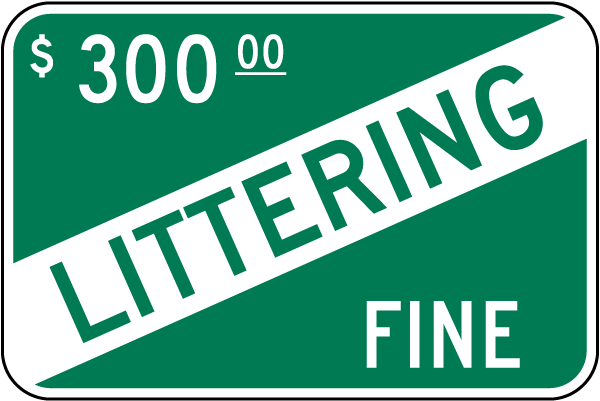 Pennsylvania Littering Fine Sign