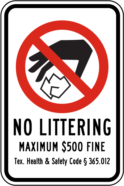 Texas No Littering Sign