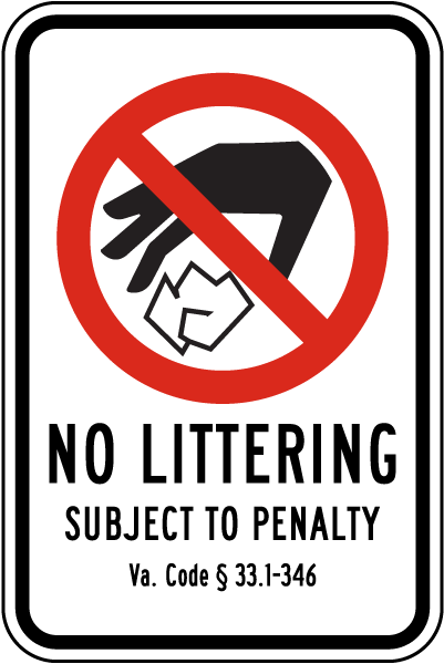 Virginia No Littering Sign