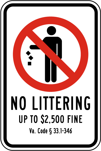 Virginia No Littering Sign
