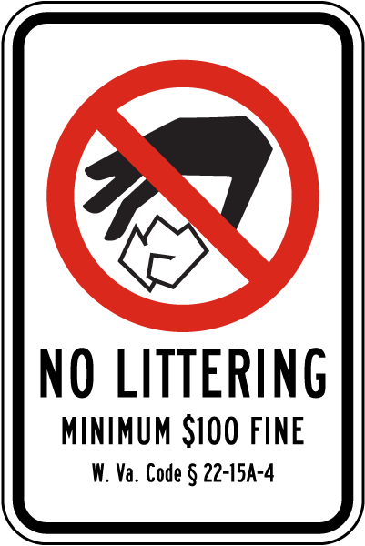 West Virginia No Littering Sign