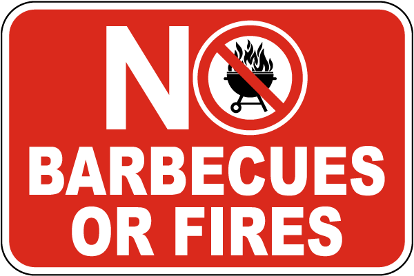 No Barbecues Or Fires Sign
