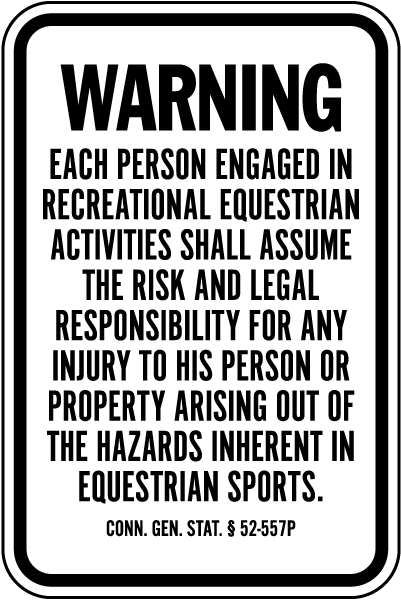 Connecticut Equine Liability Sign