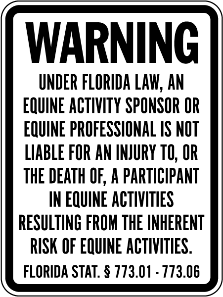 Florida Equine Liability Sign