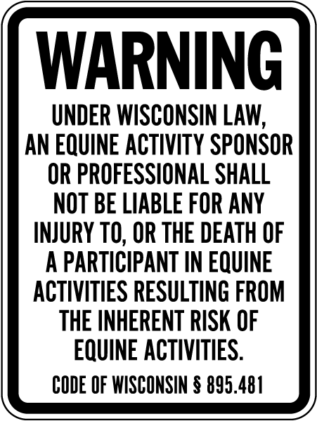 Wisconsin Equine Activities Liability Sign