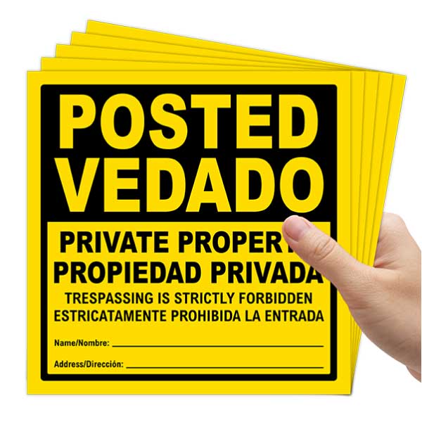 Yellow Bilingual Posted Private Property Sign