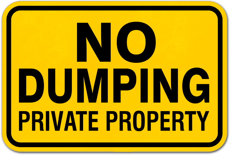 No Dumping Private Property Sign