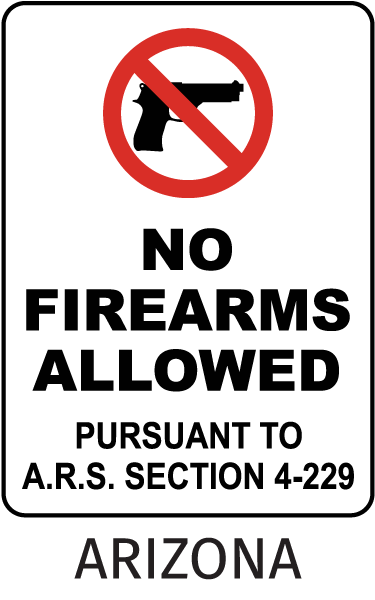 Arizona No Firearms Allowed Sign