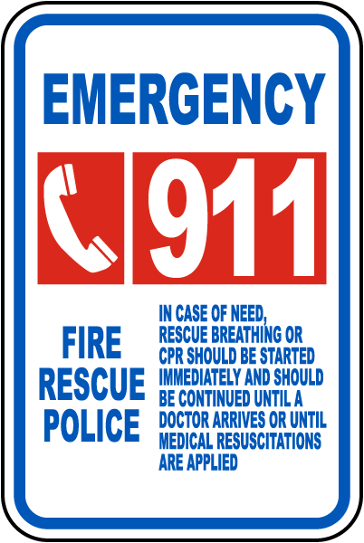 Emergency Call 911 Sign