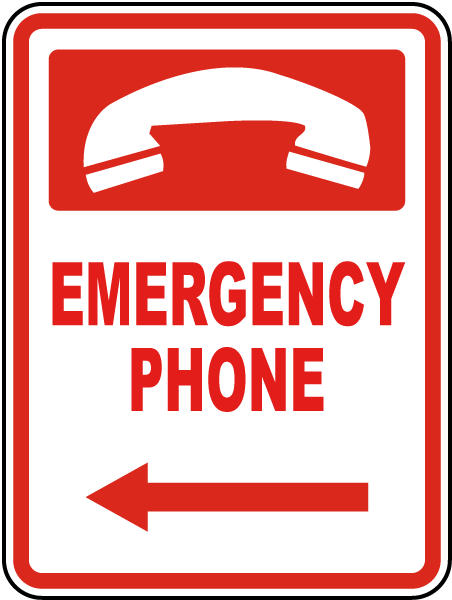 Emergency Phone (Left Arrow) Sign