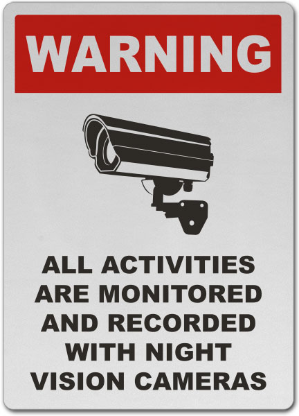 Monitored By Night Vision Camera Sign