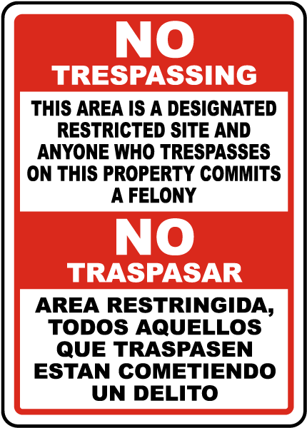 Bilingual Florida Domestic Violence Center No Trespassing Sign