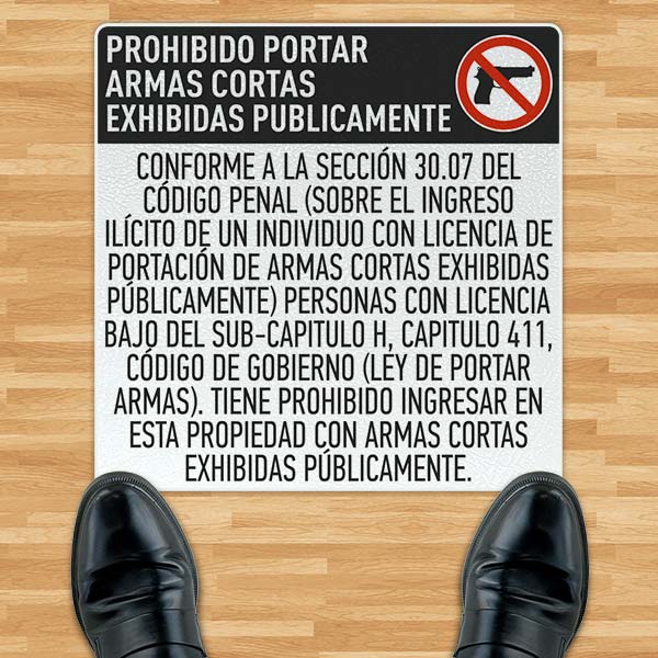 Texas 30.07 Spanish No Open Carry Floor Sign