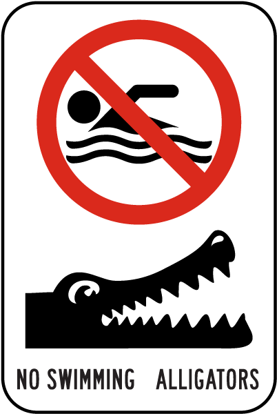 No Swimming Alligators Sign