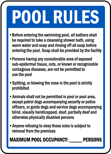 Colorado Pool Rules Sign