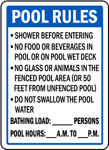 Florida Pool Rules Sign
