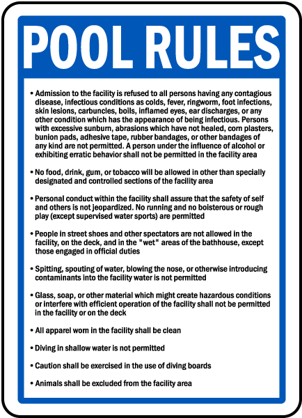 Kentucky Pool Rules Sign