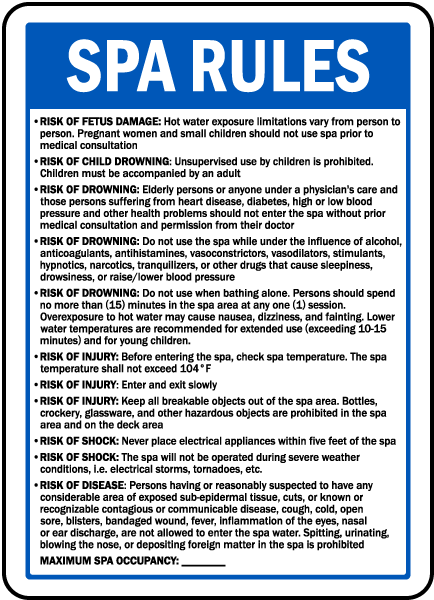 Maryland Spa Rules Sign
