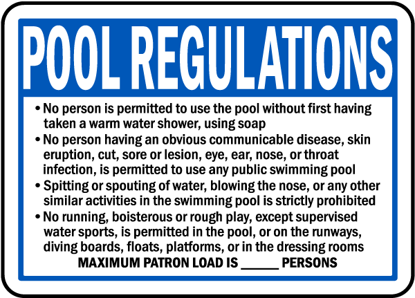 Nebraska Pool Regulations Sign