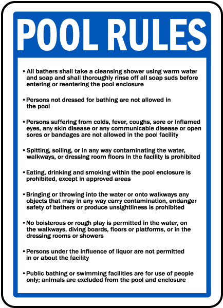 Nevada Pool Rules Sign